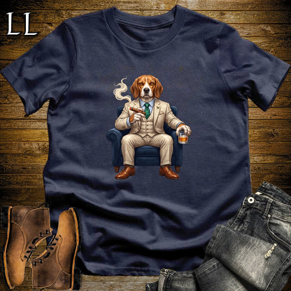 Cigar Lounge Beagle T-Shirt Navy | Dog Lover Cigar Gift