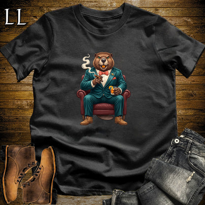 Cigar Lounge Beaver T-Shirt Black | Animal Cigar Gift