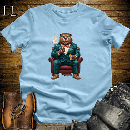 Cigar Lounge Beaver T-Shirt Light Blue | Animal Cigar Gift