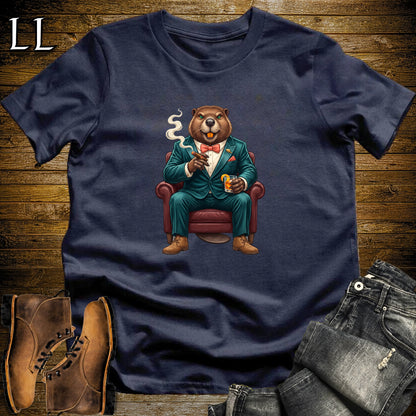 Cigar Lounge Beaver T-Shirt Navy | Animal Cigar Gift