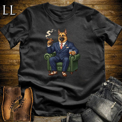 Cigar Lounge Belgian Malinois T-Shirt Black | Dog Cigar Gift