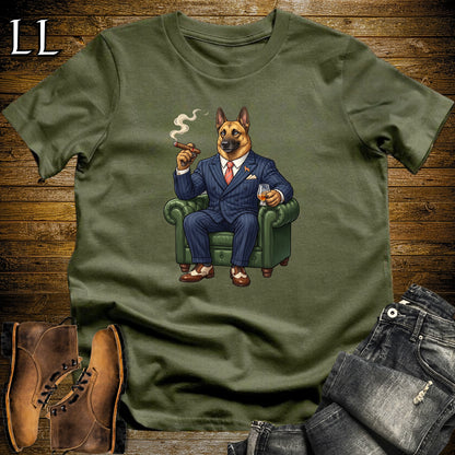 Cigar Lounge Belgian Malinois T-Shirt Military Green | Dog Cigar Gift