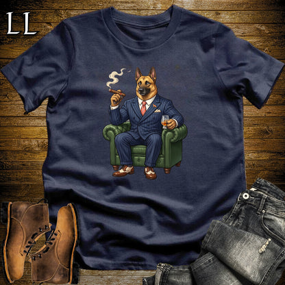 Cigar Lounge Belgian Malinois T-Shirt Navy | Dog Cigar Gift