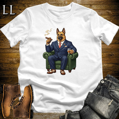 Cigar Lounge Belgian Malinois T-Shirt White | Dog Cigar Gift