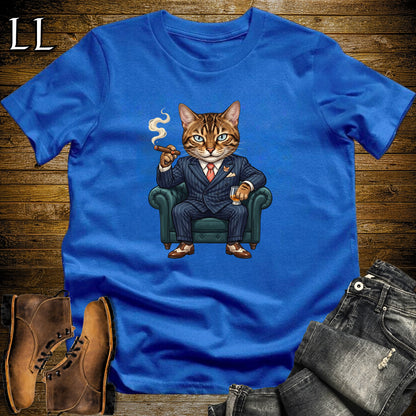 Cigar Lounge Bengal Cat T-Shirt Royal Blue | Cat Lover Cigar Gift