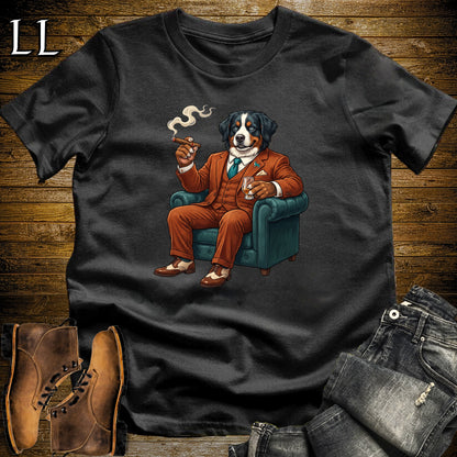 Cigar Lounge Bernese Mountain Dog T-Shirt Black | Dog Cigar Gift