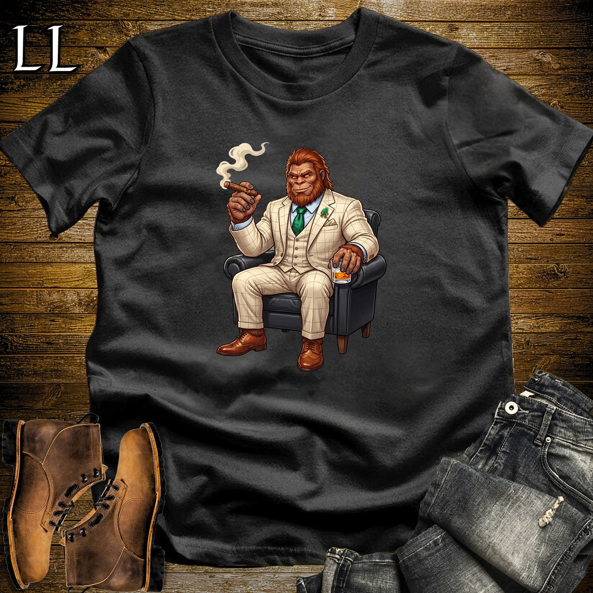 Cigar Lounge Bigfoot T-Shirt Black | Bigfoot Cigar Gift