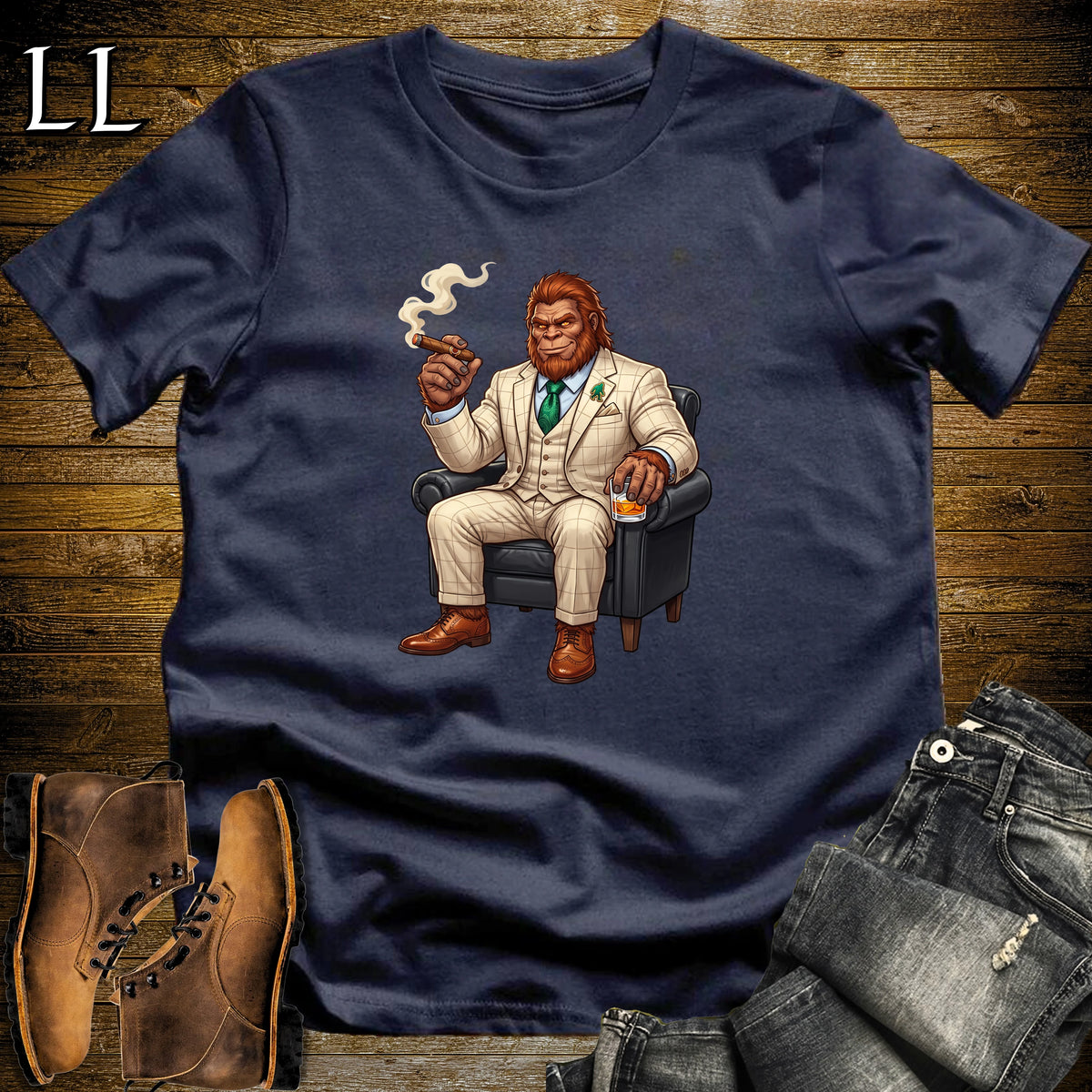 Cigar Lounge Bigfoot T-Shirt Navy | Bigfoot Cigar Gift
