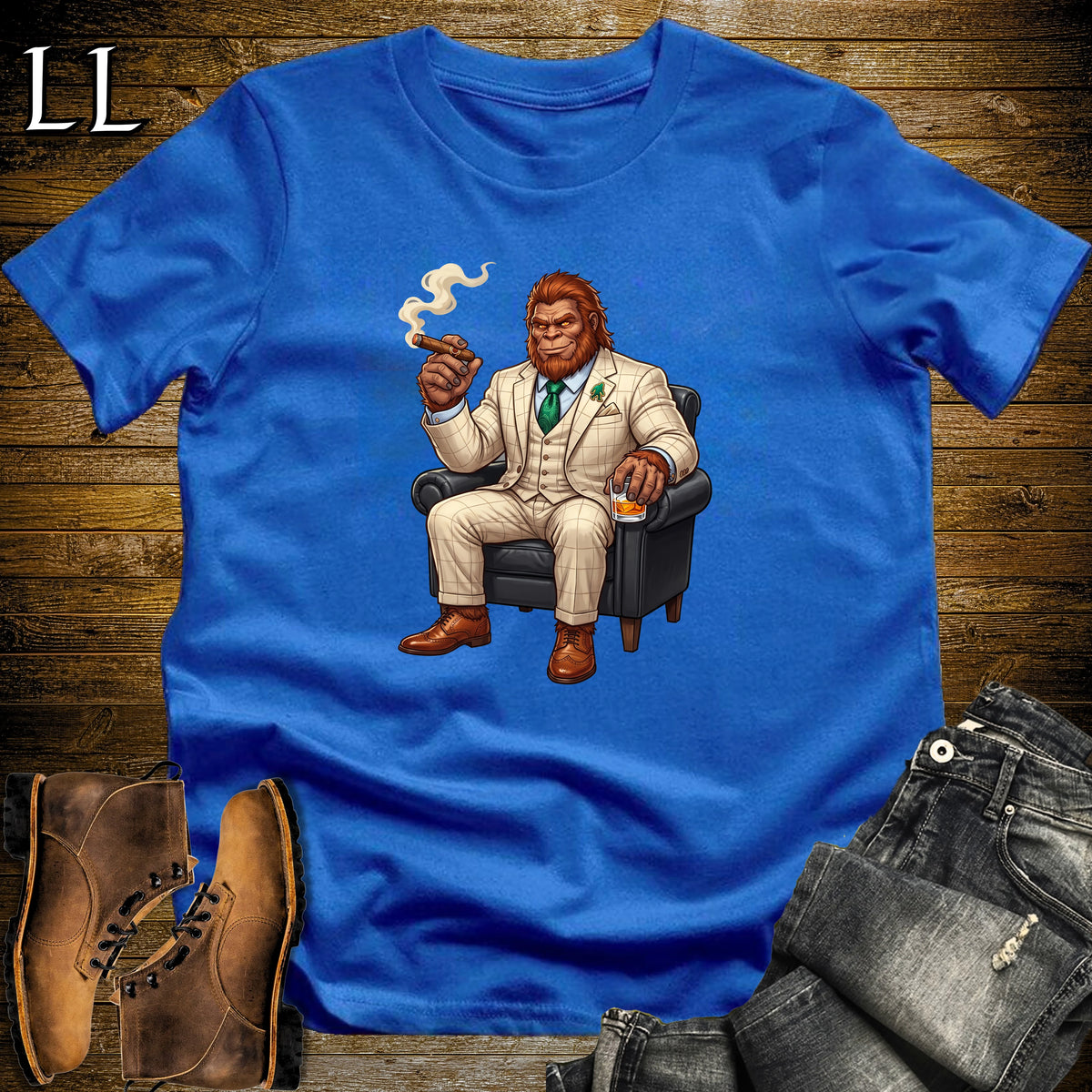 Cigar Lounge Bigfoot T-Shirt Royal Blue | Bigfoot Cigar Gift