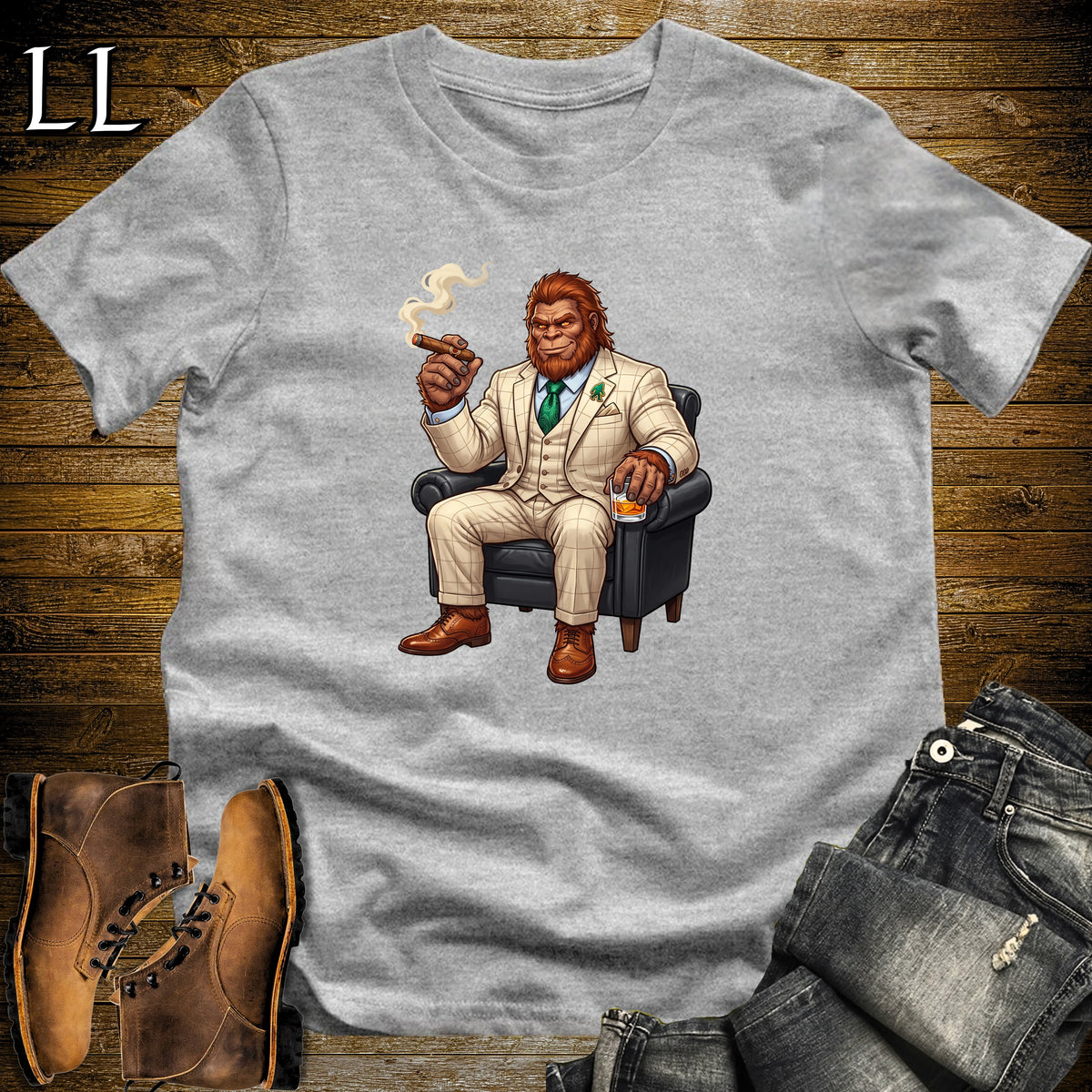 Cigar Lounge Bigfoot T-Shirt Sport Grey | Bigfoot Cigar Gift