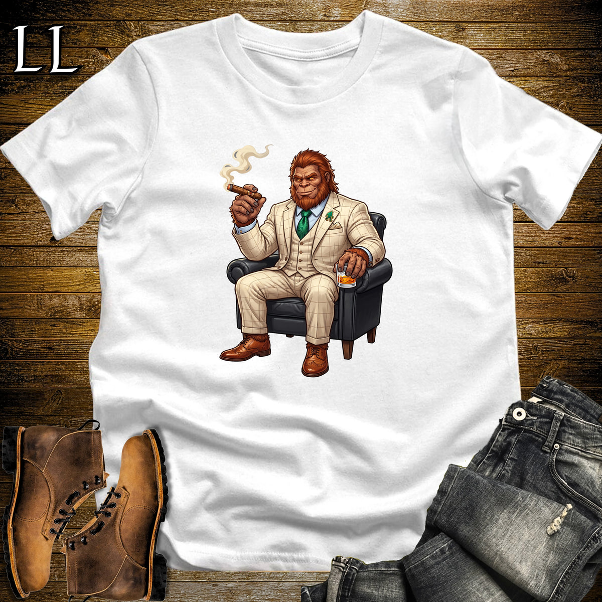 Cigar Lounge Bigfoot T-Shirt White | Bigfoot Cigar Gift