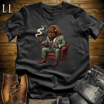 Cigar Lounge Bison T-Shirt Black | Animal Cigar Gift