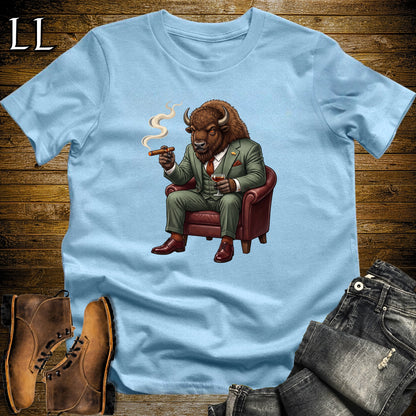 Cigar Lounge Bison T-Shirt Light Blue | Animal Cigar Gift