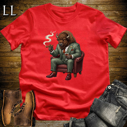 Cigar Lounge Bison T-Shirt Red | Animal Cigar Gift