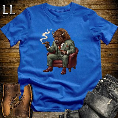 Cigar Lounge Bison T-Shirt Royal Blue | Animal Cigar Gift