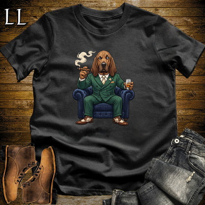 Cigar Lounge Bloodhound T-Shirt Black | Dog Lover Cigar Gift