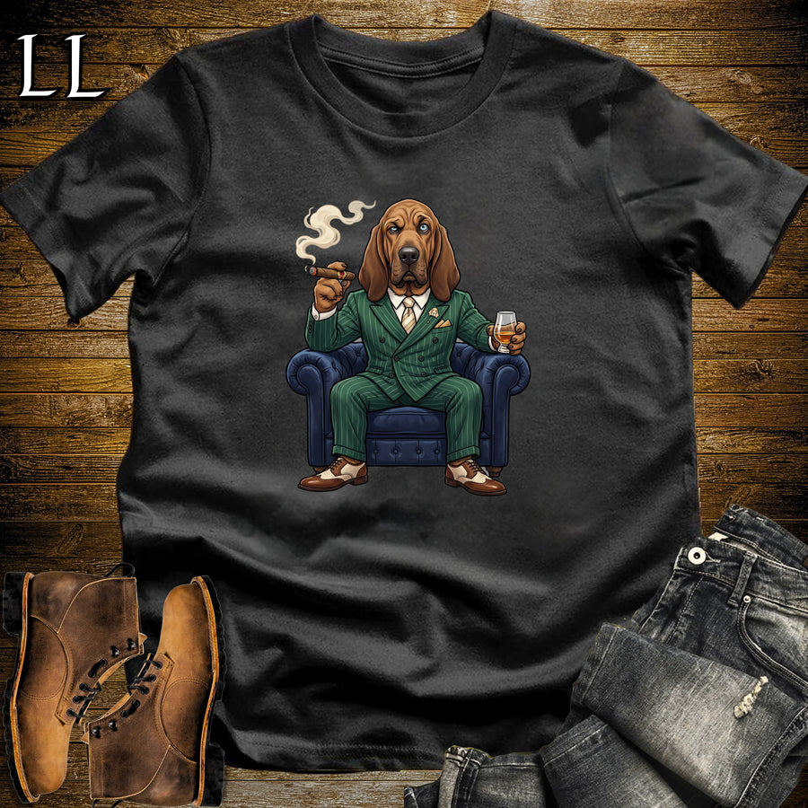 Cigar Lounge Bloodhound T-Shirt Black | Dog Lover Cigar Gift