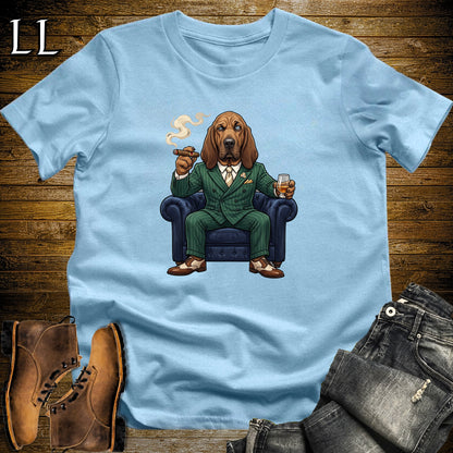 Cigar Lounge Bloodhound T-Shirt Light Blue | Dog Lover Cigar Gift