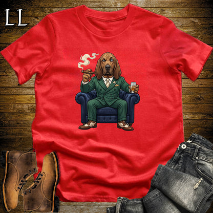 Cigar Lounge Bloodhound T-Shirt Red | Dog Lover Cigar Gift