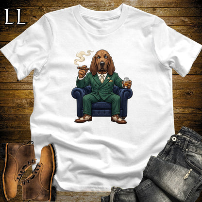 Cigar Lounge Bloodhound T-Shirt White | Dog Lover Cigar Gift