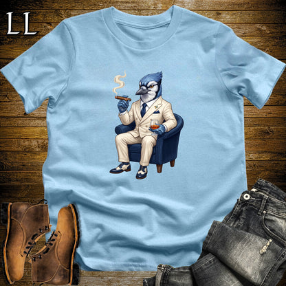Cigar Lounge Blue Jay T-Shirt Light Blue | Bird Lover Cigar Gift