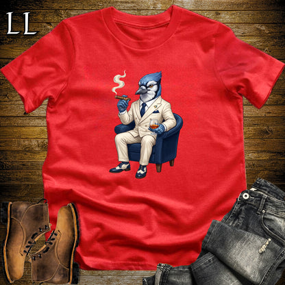 Cigar Lounge Blue Jay T-Shirt Red | Bird Lover Cigar Gift