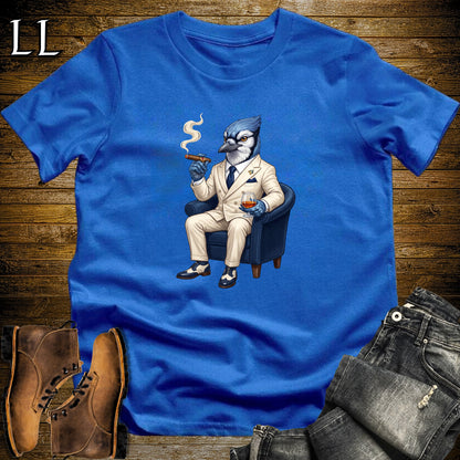 Cigar Lounge Blue Jay T-Shirt Royal Blue | Bird Lover Cigar Gift