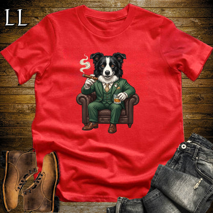 Cigar Lounge Border Collie T-Shirt Red | Dog Cigar Gift