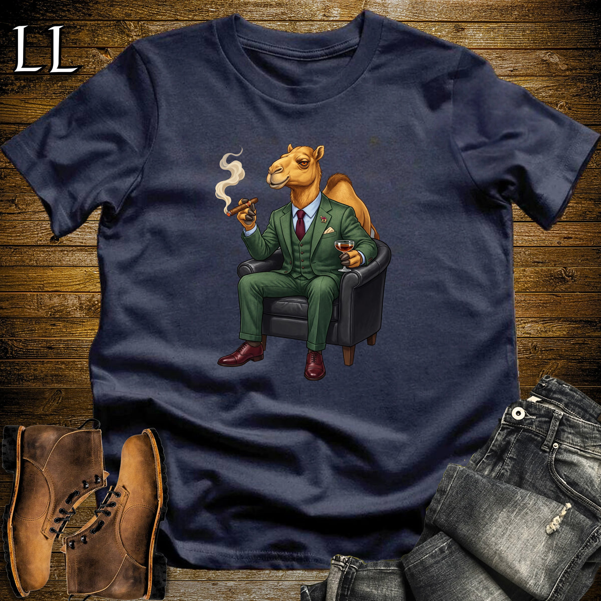 Cigar Lounge Camel T-Shirt Navy | Animal Cigar Gift