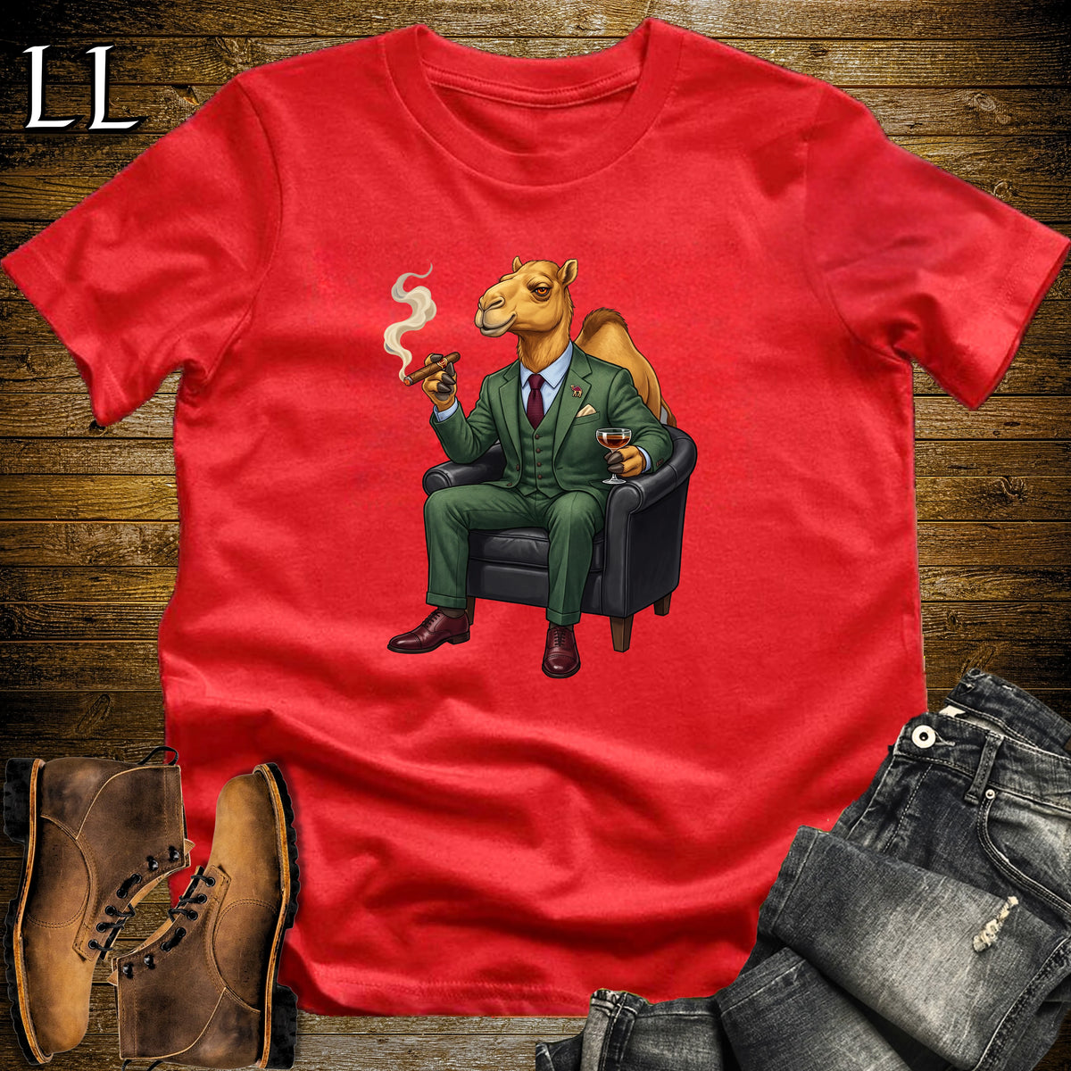 Cigar Lounge Camel T-Shirt Red | Animal Cigar Gift