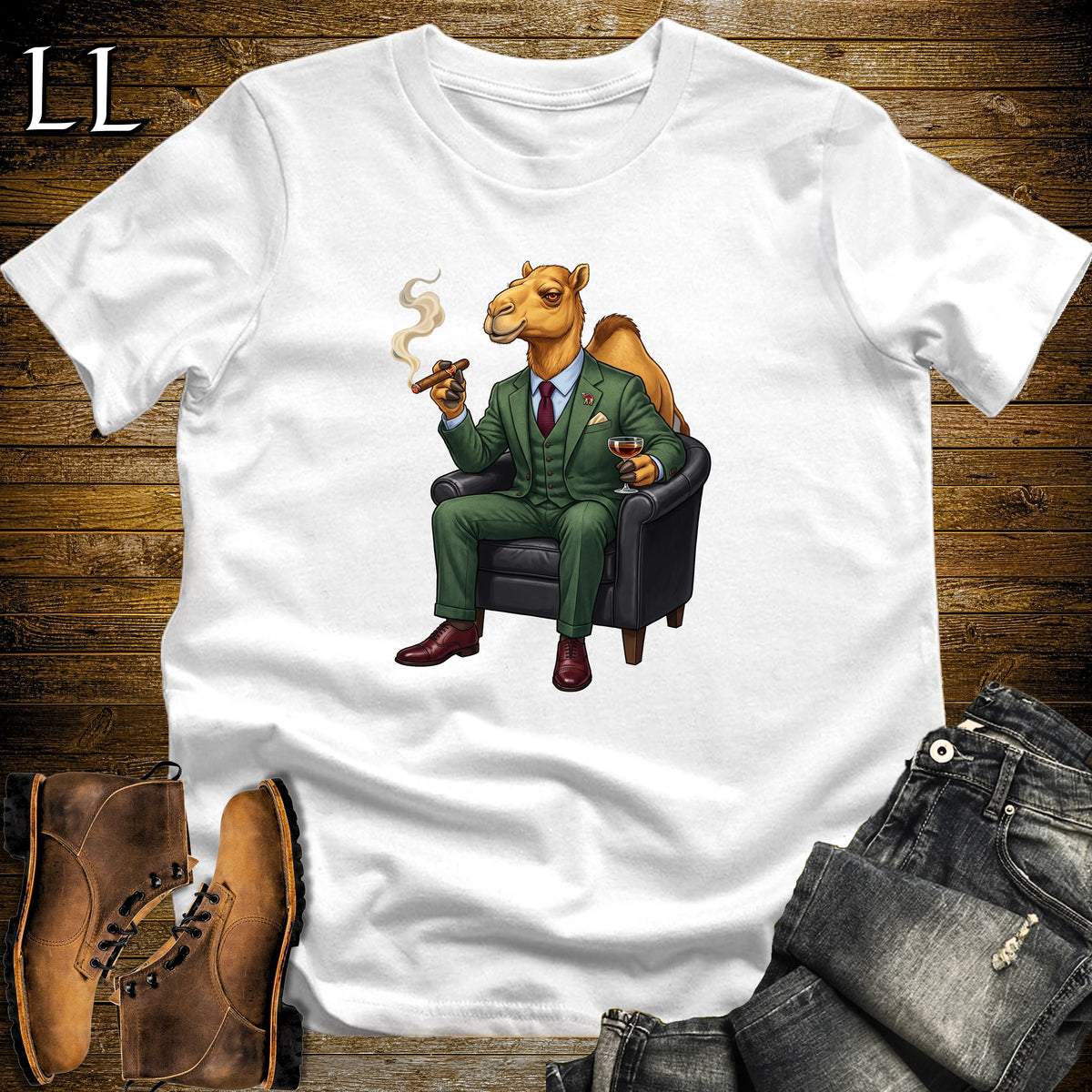 Cigar Lounge Camel T-Shirt White | Animal Cigar Gift
