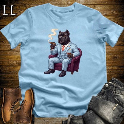 Cigar Lounge Cane Corso T-Shirt Light Blue | Dog Lover Cigar Gift
