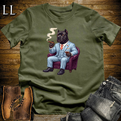 Cigar Lounge Cane Corso T-Shirt Military Green | Dog Lover Cigar Gift