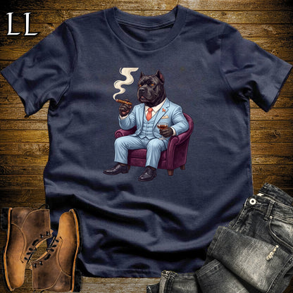 Cigar Lounge Cane Corso T-Shirt Navy | Dog Lover Cigar Gift
