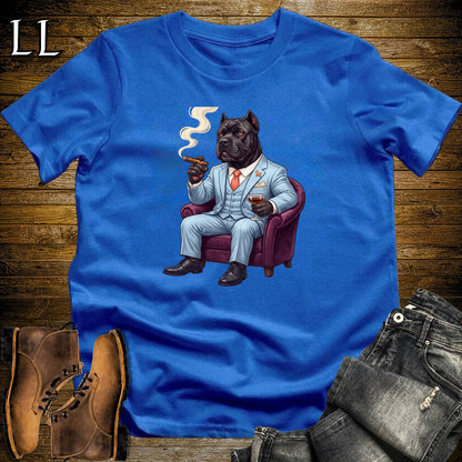 Cigar Lounge Cane Corso T-Shirt Royal Blue | Dog Lover Cigar Gift