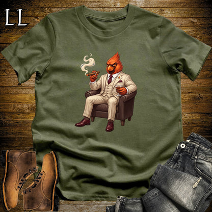Cigar Lounge Cardinal T-Shirt Military Green | Bird Lover Cigar Gift