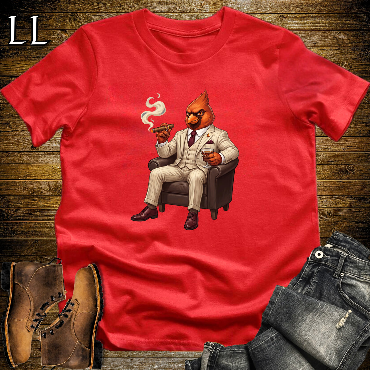 Cigar Lounge Cardinal T-Shirt Red | Bird Lover Cigar Gift