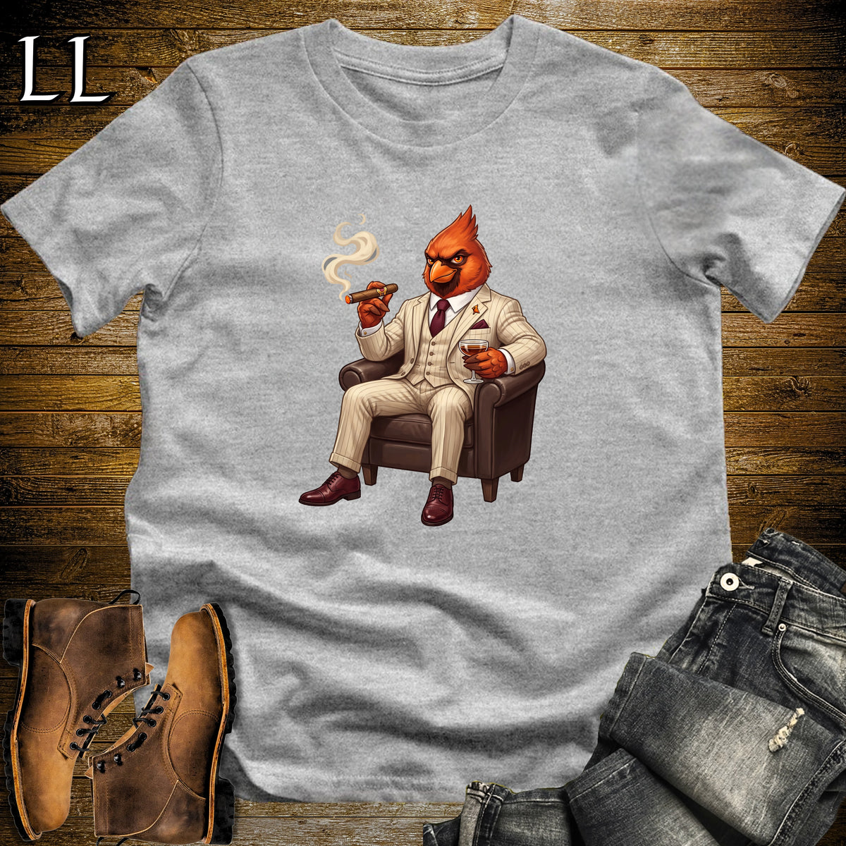 Cigar Lounge Cardinal T-Shirt Sport Grey | Bird Lover Cigar Gift