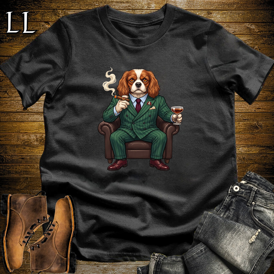 Cigar Lounge Cavalier King Charles Spaniel T-Shirt Black | Dog Gift