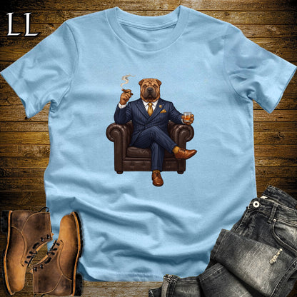 Cigar Lounge Chinese Shar Pei T-Shirt Light Blue | Dog Cigar Gift