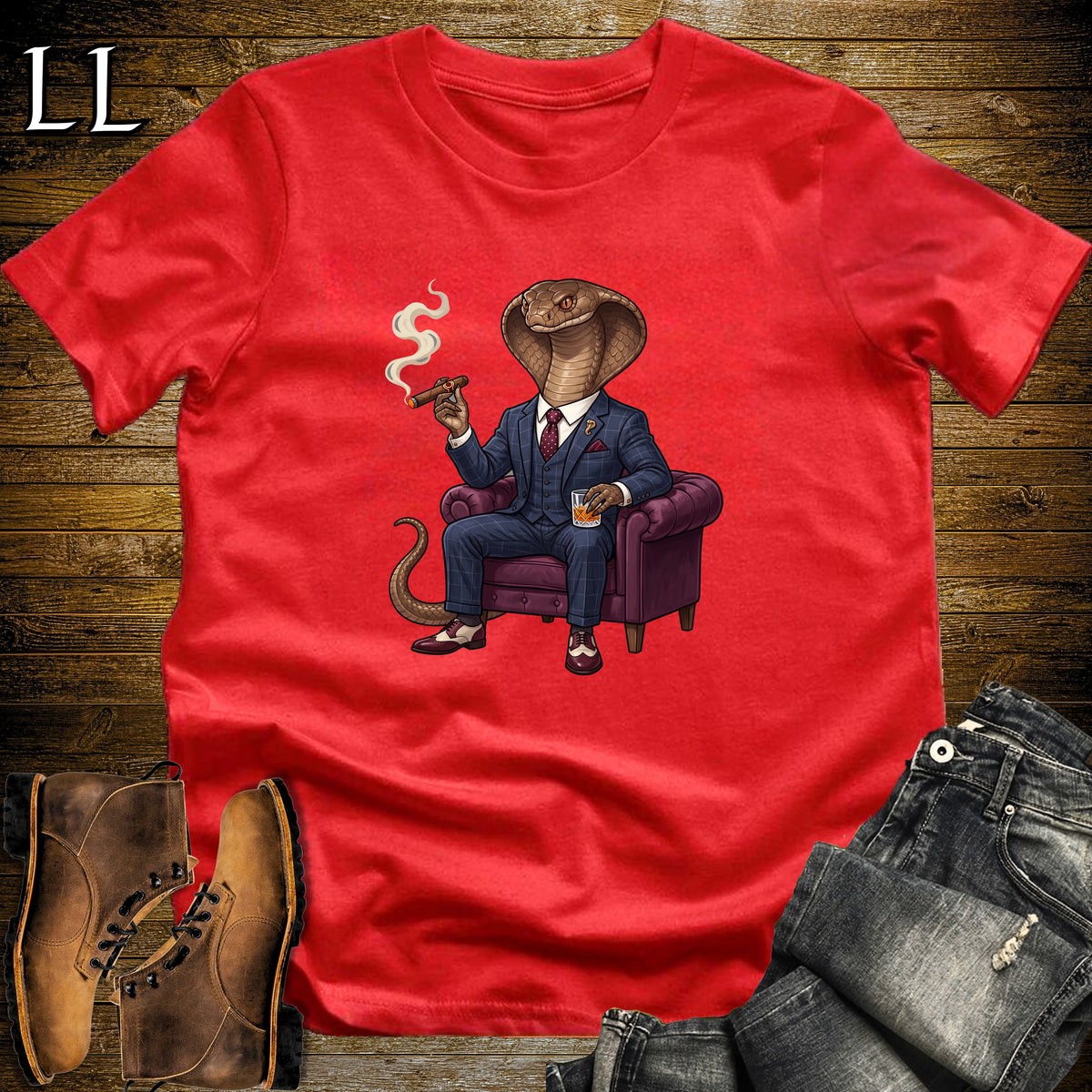 Cigar Lounge Cobra T-Shirt Red | Reptile Cigar Gift