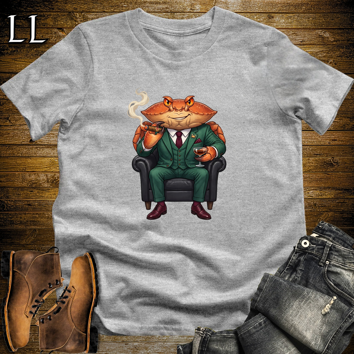 Cigar Lounge Crab T-Shirt Sport Grey | Beach Cigar Gift