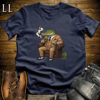 Cigar Lounge Crocodile T-Shirt Navy | Reptile Cigar Gift