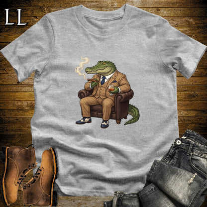 Cigar Lounge Crocodile T-Shirt Sport Grey | Reptile Cigar Gift