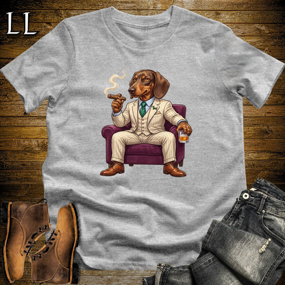 Cigar Lounge Dachshund T-Shirt Sport Grey | Dog Lover Cigar Gift
