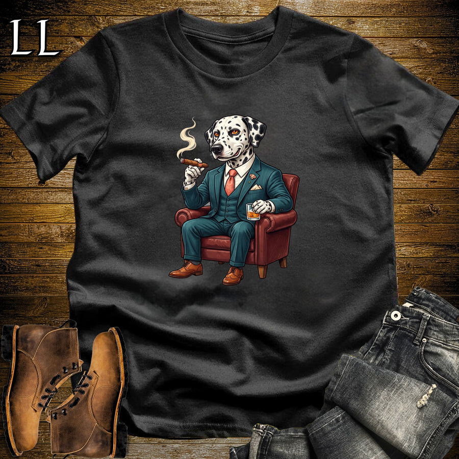 Cigar Lounge Dalmatian T-Shirt Black | Dog Lover Cigar Gift