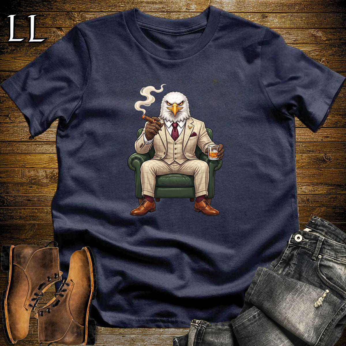 Cigar Lounge Eagle T-Shirt Navy | Bird Lover Cigar Gift
