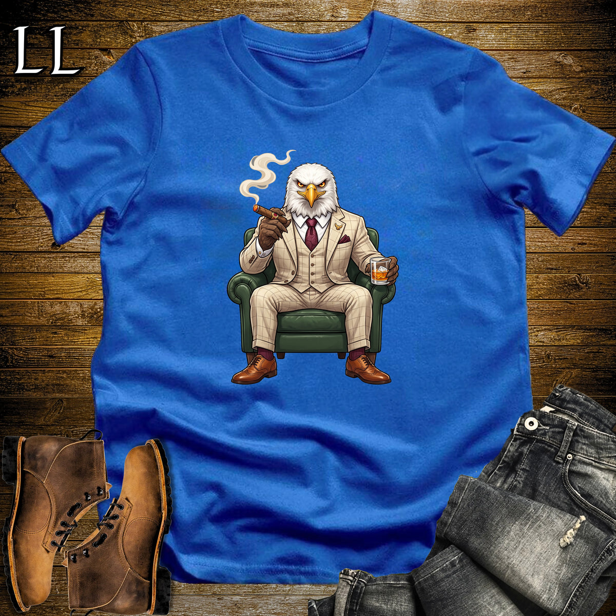 Cigar Lounge Eagle T-Shirt Royal Blue | Bird Lover Cigar Gift