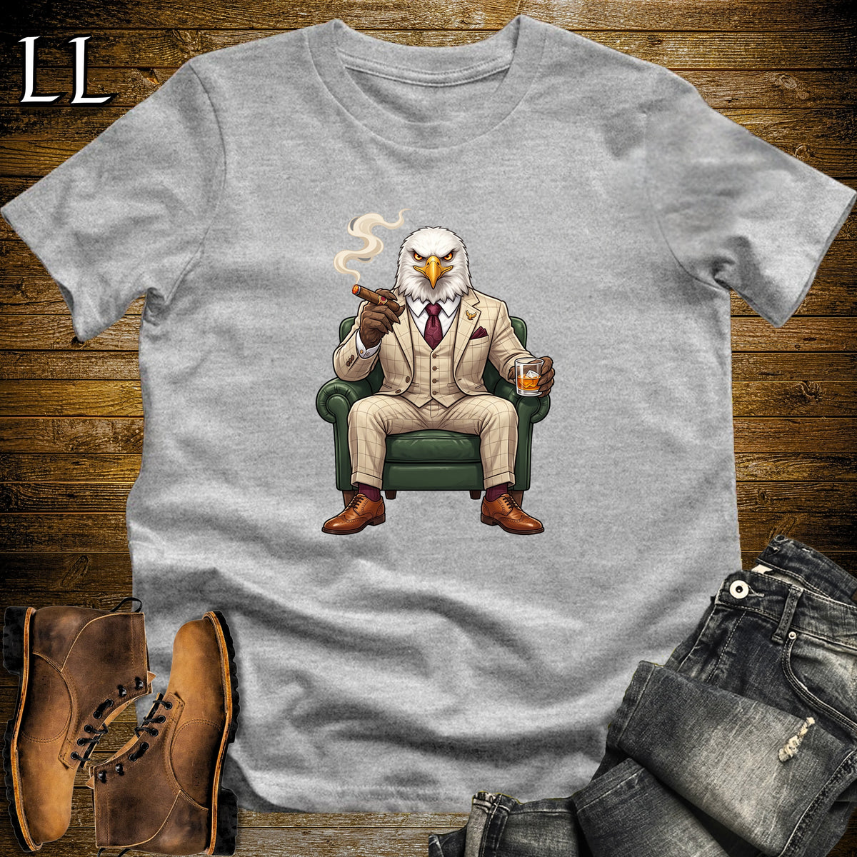Cigar Lounge Eagle T-Shirt Sport Grey | Bird Lover Cigar Gift