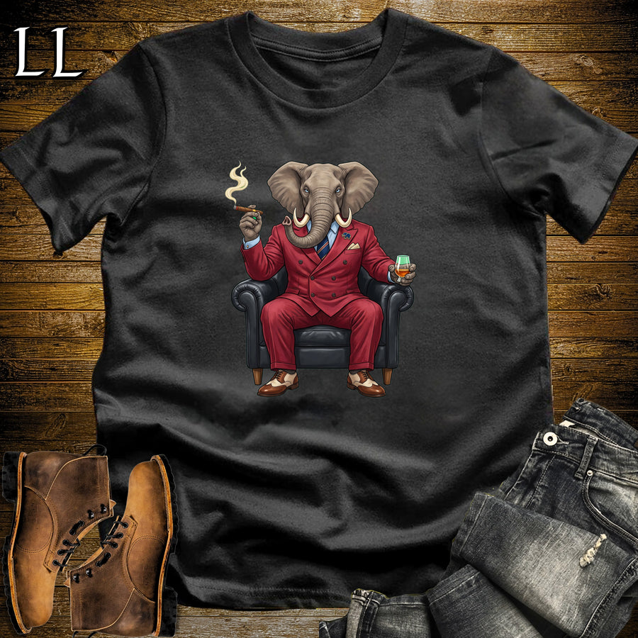 Cigar Lounge Elephant T-Shirt Black | Animal Cigar Gift